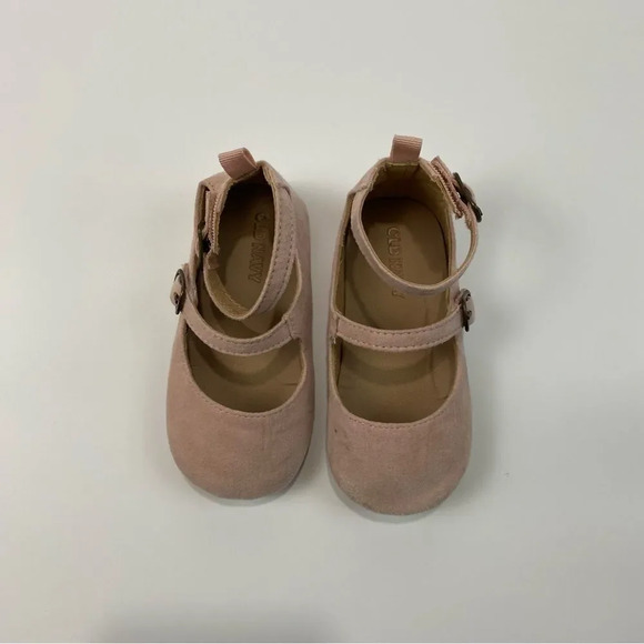 Old Navy strappy blush pink ballet flats size 18-24M, faux suede, soft bottoms - Picture 3 of 5
